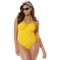 Plus Size Women's Legacy Underwire One Piece Swimsuit by Swimsuits For All in Yellow Dot (Size 10)