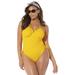 Plus Size Women's Legacy Underwire One Piece Swimsuit by Swimsuits For All in Yellow Dot (Size 10)