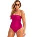 Plus Size Women's Fringe Bandeau One Piece Swimsuit by Swimsuits For All in Bright Berry (Size 12)