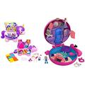 Polly Pocket GVL88 Einhorn-Party Spielset, Polly und Lila Puppe und über 25 Überraschungen & Big Pocket World Flamingo Floatie Compact [Amazon Exclusive]