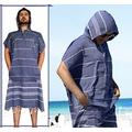 AYSESA Large Surf Poncho - Thin Turkish Cotton Beach Robe Hooded Wetsuit Changing Towel | Ultra Thin Quick Dry | Sandproof | 100% Turkish Cotton (Navy Blue, Poncho) (Navy, Surf Poncho)