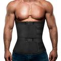 Mens Workout Waist Trainer Neoprene Corset Sauna Sweat Trimmer Cincher Slimming Belly with Belts, Black Waist Trainer With 2 Belts, Large