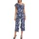 Tommy Hilfiger Womens Blue Printed Sleeveless Asymmetrical Neckline Capri Romper UK Size:20