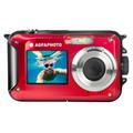 AgfaPhoto Photo Realishot WP8000 - wasserdichte Digitalkamera (24 MP, Full HD-Video, Dual-LCD-Bildschirm, 16-facher Digitalzoom, Digitaler Stabilisator, Lithium-Batterie) Rot