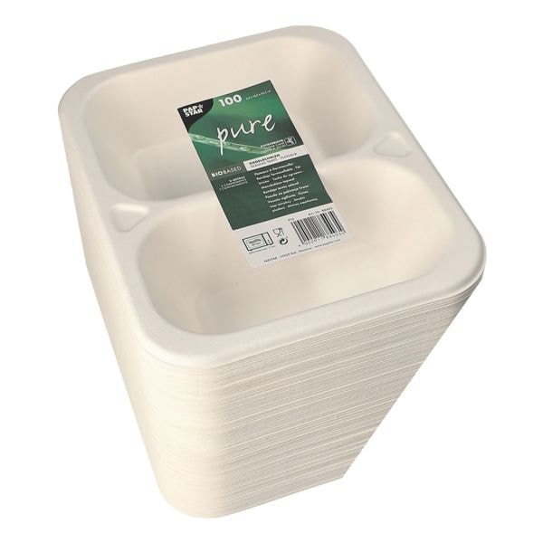 Papstar 100 Siegelschalen 2-geteilt weiß 800 ml - 18,5 x 23,5 cm weiß Image