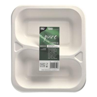 Papstar 100 Siegelschalen 2-geteilt weiß 1000 ml - 21,2,5 x 25 cm weiß