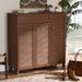 Three Posts™ Modern & Contemporary 21 Pair Shoe Storage Cabinet Manufactured Wood in Brown | 45.3 H x 45.3 W x 14.6 D in | Wayfair
