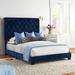 Willa Arlo™ Interiors Bartsch Tufted Upholstered Low Profile Standard Bed Metal in Blue | 54.13 H x 58.86 W x 80.51 D in | Wayfair