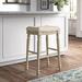 Kelly Clarkson Home Harleigh Backless Wood Counter & Bar Stool Wood/Upholstered in White | 30 H x 20.25 W x 14.25 D in | Wayfair