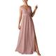 Womens Elegant Double V-Neck ChiffonBridesmaid Dresses Pleats Homecoming Cocktail Evening Party Dresses Gown Bow Belt Party Dress Dusty Rose