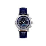 Heritor Automatic Legacy Leather-Band Watch w/Day/Date Silver/Blue - Men's HERHR9702