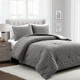 Crinkle Textured Dobby Comforter Dark Gray 3Pc Set Full/Queen - Lush Decor 16T008166