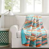 Hailey Watercolor Wave Reversible Cotton Throw Turquoise/Multi Single 50X60 - Lush Decor 21T010233