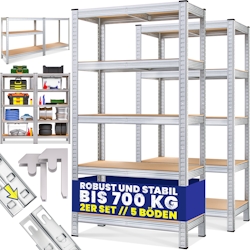 Monzana 2x Schwerlastregal 170x75x30cm 350kg 5 MDF-Platten Image
