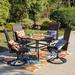 Lark Manor™ Alyah 5 Pieces Patio Dining Set Wood-like Tabletop w/ Umbrella Hole & 4 Wicker Swivel High Back Chairs 4 People Metal in Black | Wayfair