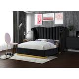 Everly Quinn Cicero Tufted Platform Bed Upholstered/Velvet, Metal in Black | 63 H x 81 W x 88 D in | Wayfair 163E30C5440841C38038915CA7CB3E9F