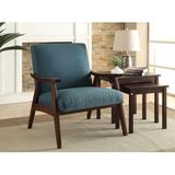 Armchair - George Oliver Daygen 26.5" W Polyester Armchair Wood/Polyester in Blue/Brown | 32.25 H x 26.5 W x 28.5 D in | Wayfair