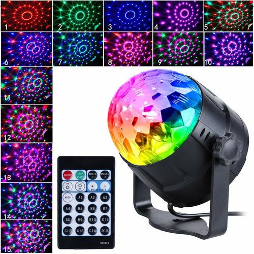 Discokugel Discolicht mit 15 Lichtformen, Led Partylicht Discokugel Licht Disco Lichteffekte RGB