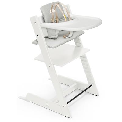 Tripp Trapp High Chair and Cushion with Stokke Tray - White / Nordic Grey