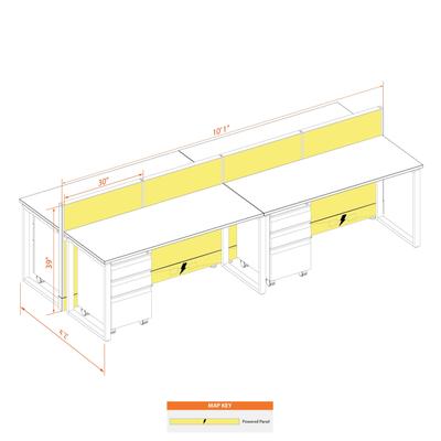 Open Office Workstations 39H 4pack Cluster Powered