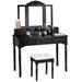 Vanity Tri-Folding Necklace Hooked Mirror Dressing Table Set with 7 Drawers - 41.5" x 18" x 60.5" (L x W x H)