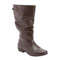 Wide Width Women's The Monica Wide Calf Leather Boot by Comfortview in Brown (Size 11 W)
