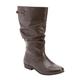 Wide Width Women's The Monica Wide Calf Leather Boot by Comfortview in Brown (Size 11 W)