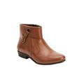 Wide Width Women's The Terri Leather Bootie by Comfortview in Dark Cognac (Size 11 W)