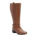 Extra Wide Width Women's The Donna Wide Calf Leather Boot by Comfortview in Cognac (Size 10 WW)