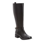 Women's The Donna Wide Calf Leather Boot by Comfortview in Black (Size 8 1/2 M)