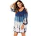 Plus Size Women's Miranda Tie Dye Cover Up Tunic by Swimsuits For All in Blue Tie Dye (Size 6/8)