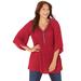 Plus Size Women's Bejeweled Pleated Blouse by Catherines in Classic Red (Size 2XWP)