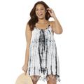 Plus Size Women's Hannah Cover Up Tunic by Swimsuits For All in Tie Dye Black White (Size 18/20)