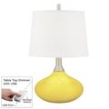 Lemon Twist Felix Modern Yellow Table Lamp with Table Top Dimmer