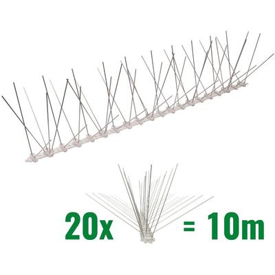 10 Meter (20 x 0,5m) Taubenspikes 5-reihig auf Polycarbonat - hochwertige Lösung für Vogelabwehr