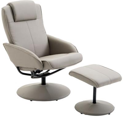 Relaxsessel Sessel Fernsehsessel Armsessel 360° drehbar mit Fußstütze Grau L78 × B71 × H101 cm