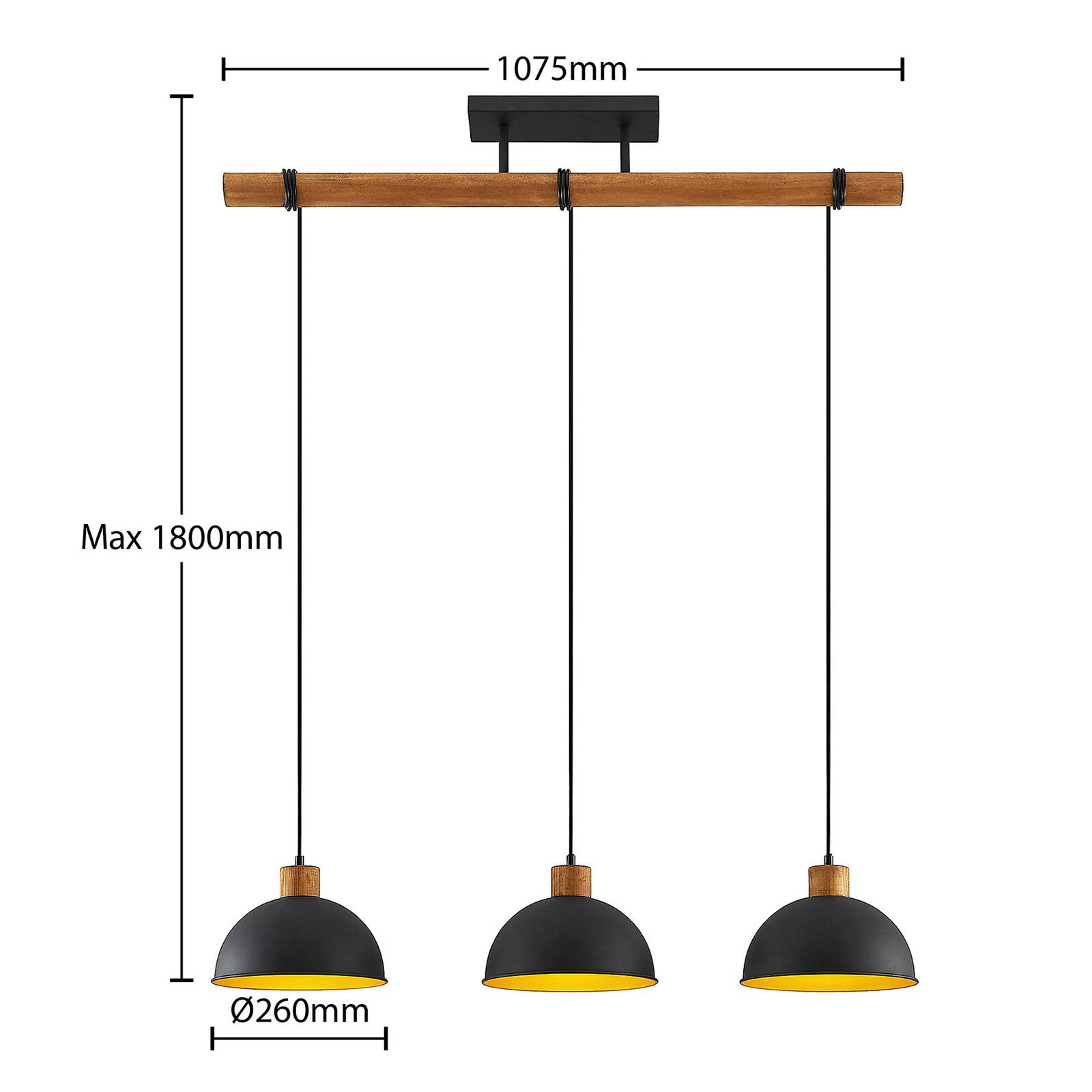 Hängelampe Flurin Lindby, dimmbar, schwarz, für Wohn- / Esszimmer, Metall, Modern, Pendelleuchte