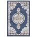 Blue/Navy 49 x 31 x 0.39 in Area Rug - Bungalow Rose Medallion Power Loomed Performance Navy Rug Polyester | 49 H x 31 W x 0.39 D in | Wayfair