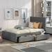 Lark Manor™ Malta Linen Platform Bed Wood & /Upholstered/Linen in Brown/Gray | 47.2 H x 58.1 W x 76 D in | Wayfair BC59E5A8079E4AB5933EB3F1B1949D1F