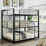 Cody Contemporary Black Metal Triple Decker Bunk Bed with 2 Ladder by Furniture of America