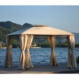 High QualityDouble Layer Canopy, Square Outdoor BBQ Gazebo Tent - Beige
