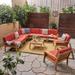 Grenada Outdoor Acacia Wood 9-seater Sectional Sofa Chat Set by Christopher Knight Home