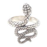 Rattlesnake Roll,'Sterling Silver Snake-Motif Cocktail Ring'