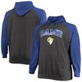 Men's Fanatics Branded Royal/Heathered Charcoal Los Angeles Rams Big & Tall Lightweight Raglan Pullover Hoodie