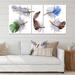 East Urban Home Colorful Boho Feather Set IV - 5 Piece Wrapped Canvas Graphic Art Print Set Canvas, Wood in Blue/Brown/White | 1 D in | Wayfair