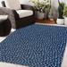 Blue/Navy 48 x 0.08 in Area Rug - Dakota Fields Custer Geometric Navy/White Indoor/Outdoor Area Rug Polyester | 48 W x 0.08 D in | Wayfair