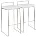 Wade Logan® Brieon Bar & Counter Stool Upholstered, Stainless Steel in Gray/White | 30.75 H x 17.5 W x 16 D in | Wayfair