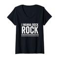 Damen I Wanna Rock! ROCK! by Dee Snider Twisted Sister T-Shirt mit V-Ausschnitt