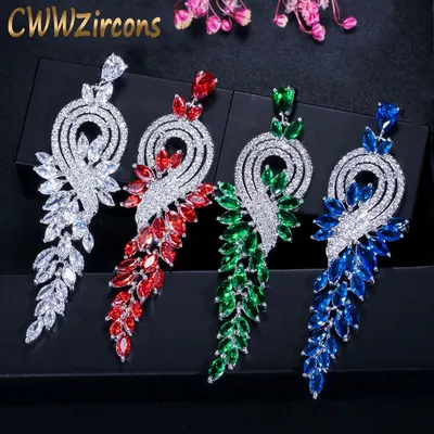 CWWZircons – boucles d'oreilles longues pour femme bijoux de haute qualité couleur or blanc