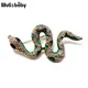 Wuli & baby – broches en serpent vert pour femme et homme en émail strass serpent Animal fête